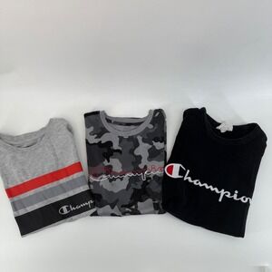 Kids Champion Athletic Wear T Shirts Size 10 12 Lot of 3 Black Camo Gray Stripes